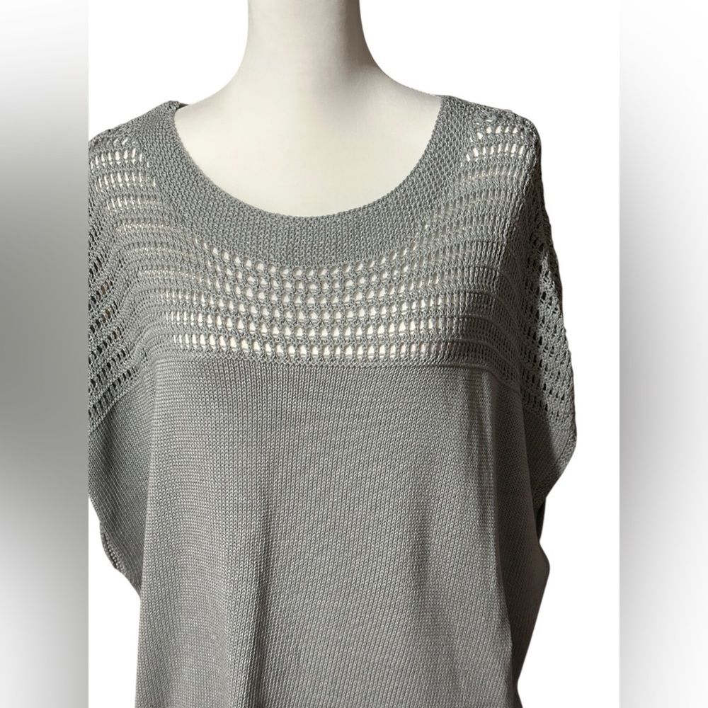 Max Studio Gray Open Weave Linen Blend Lightweight Sweater Sz Large NWT